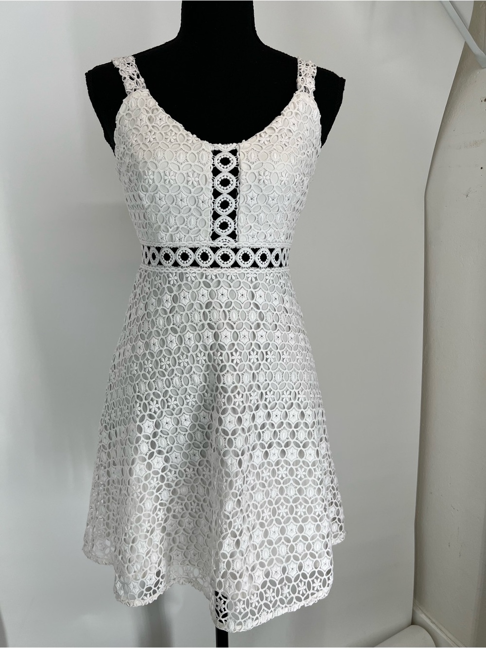 Guess White Lace A-Line Dress‎ with Eyelet Trim